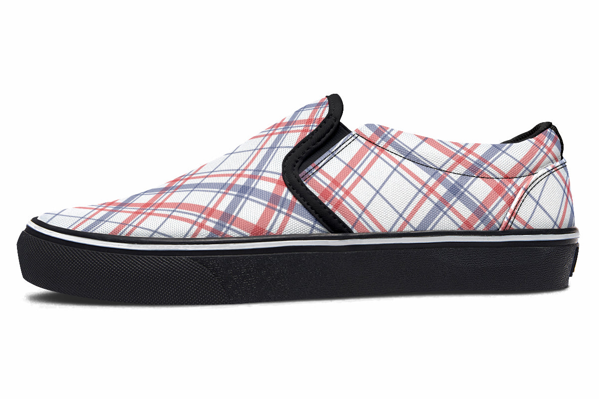 Candy Stripe Plaid Slip Ons