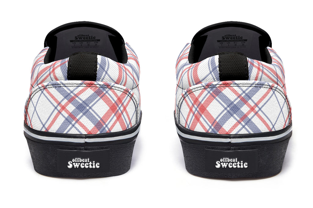 Candy Stripe Plaid Slip Ons