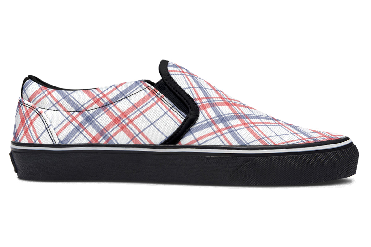 Candy Stripe Plaid Slip Ons
