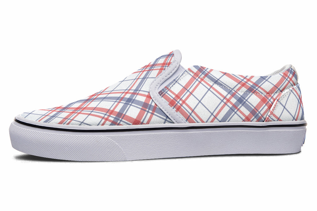 Candy Stripe Plaid Slip Ons