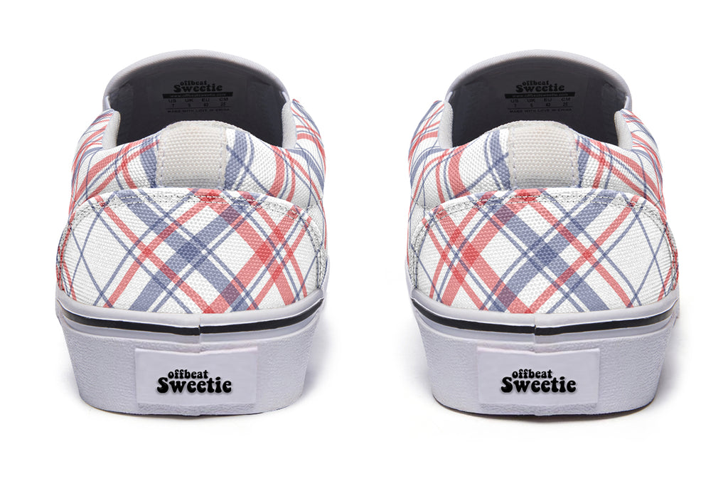 Candy Stripe Plaid Slip Ons