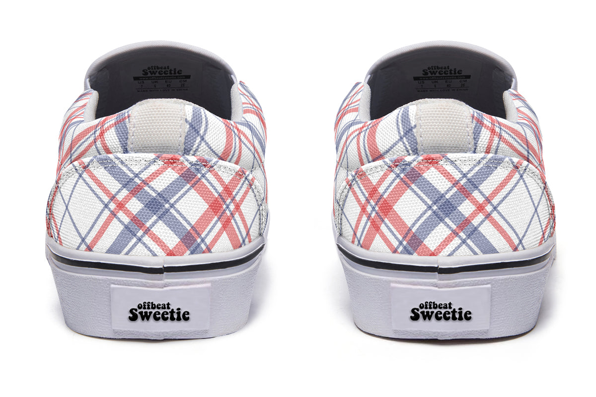 Candy Stripe Plaid Slip Ons