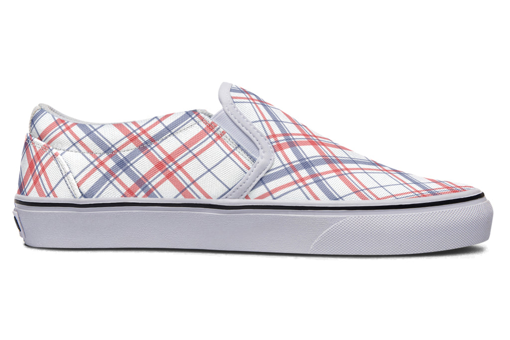 Candy Stripe Plaid Slip Ons