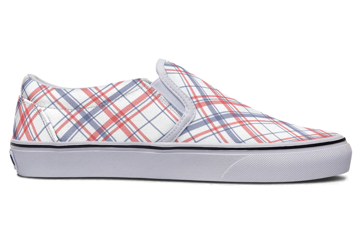 Candy Stripe Plaid Slip Ons