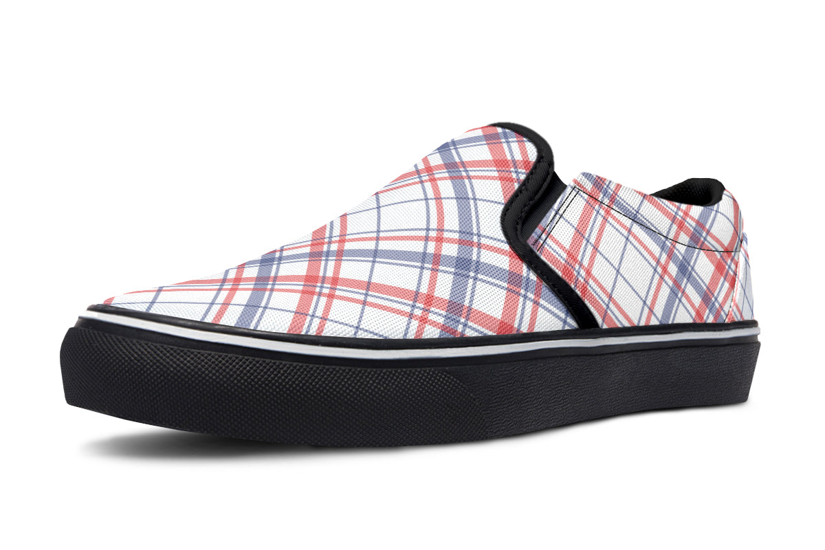 Candy Stripe Plaid Slip Ons