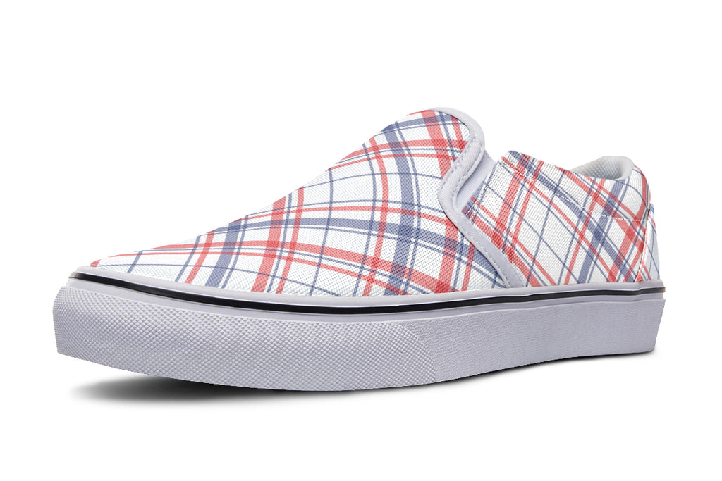 Candy Stripe Plaid Slip Ons
