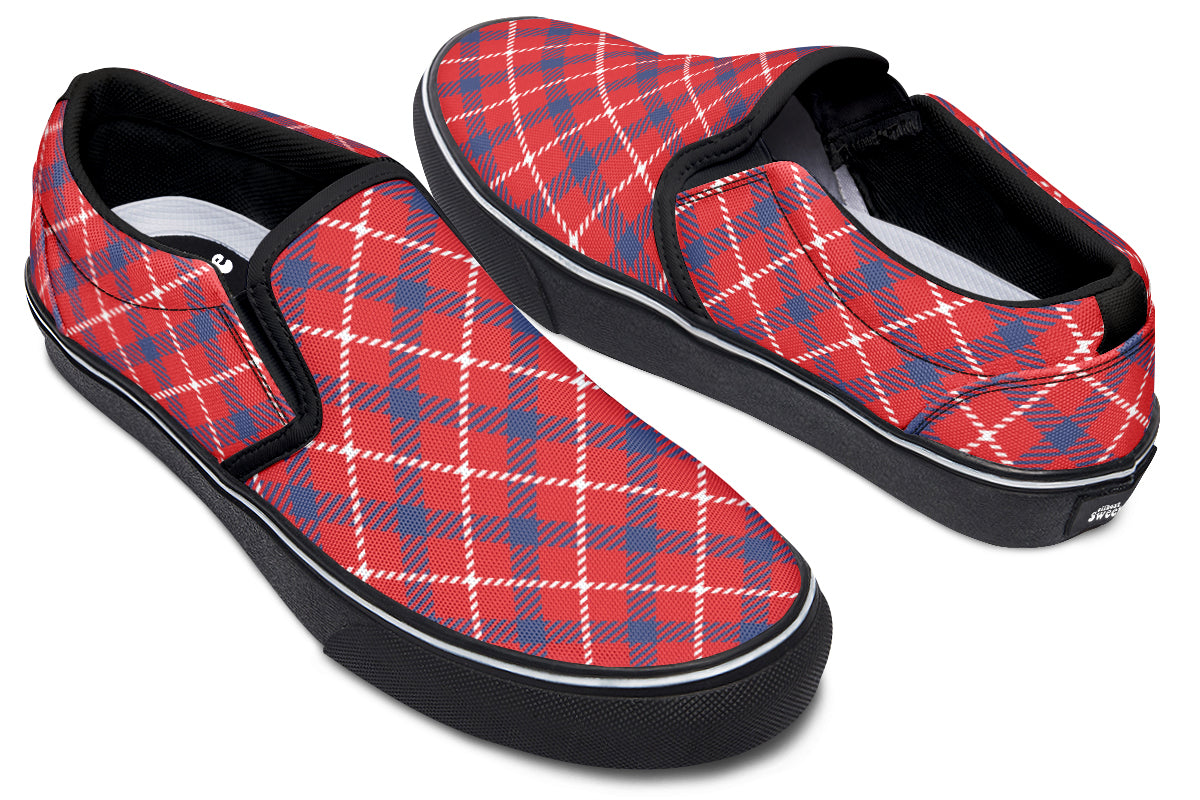 Cherry Red Plaid Slip Ons