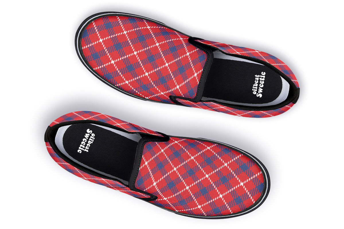 Cherry Red Plaid Slip Ons