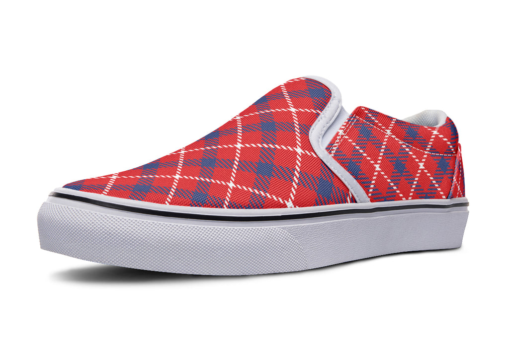 Cherry Red Plaid Slip Ons