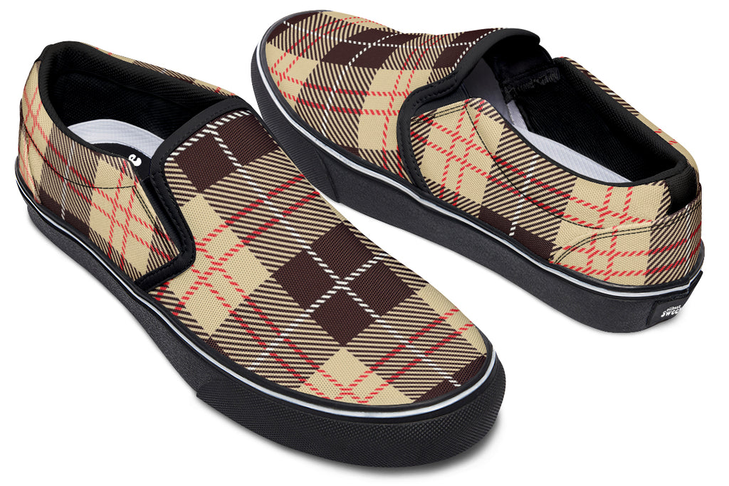Choco Mocha Plaid Slip Ons