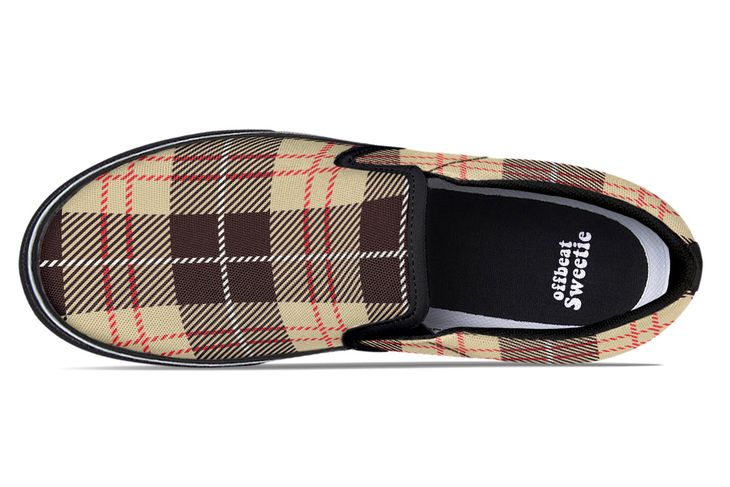 Choco Mocha Plaid Slip Ons