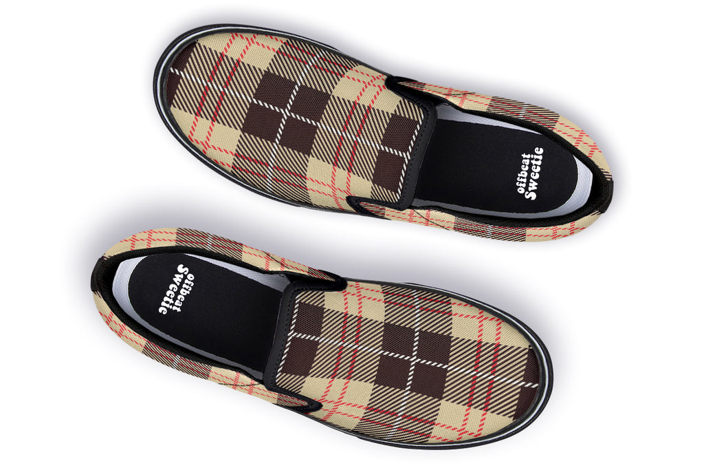 Choco Mocha Plaid Slip Ons