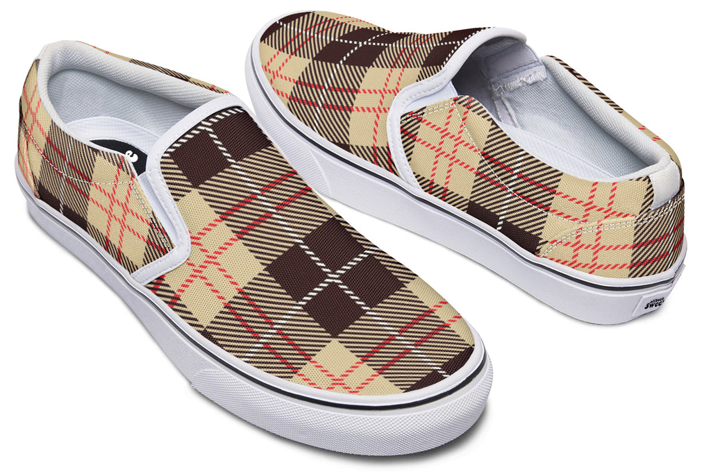 Choco Mocha Plaid Slip Ons