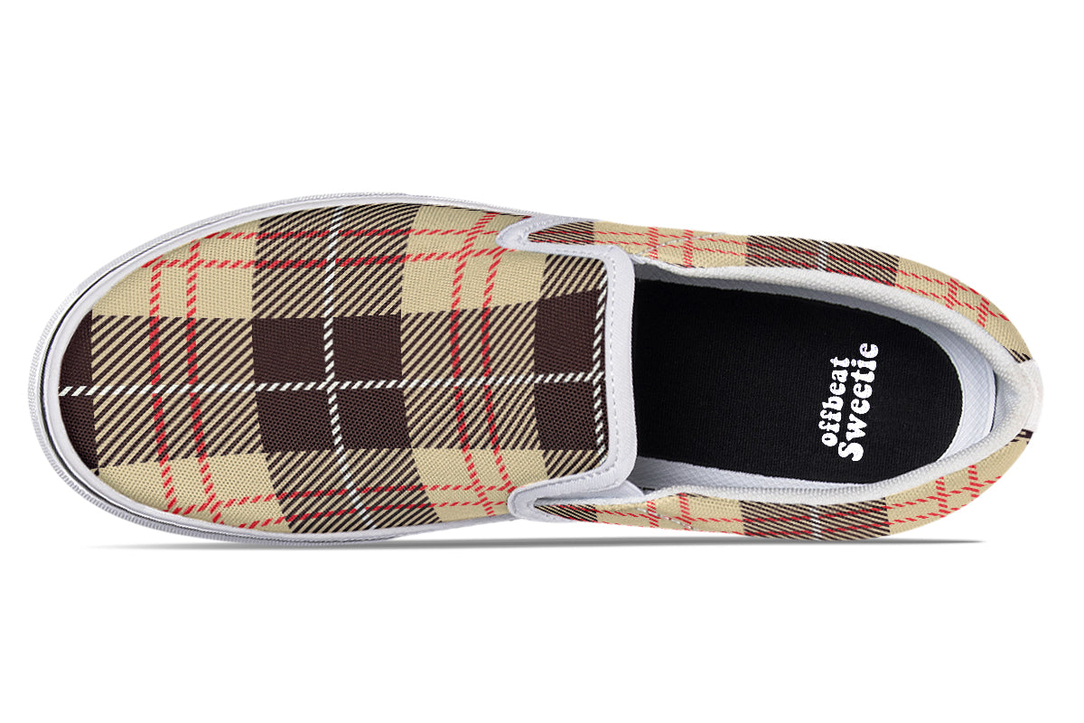 Choco Mocha Plaid Slip Ons