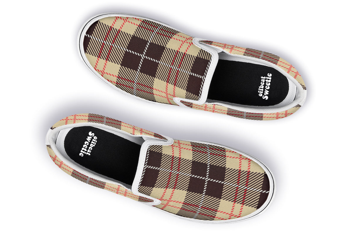 Choco Mocha Plaid Slip Ons