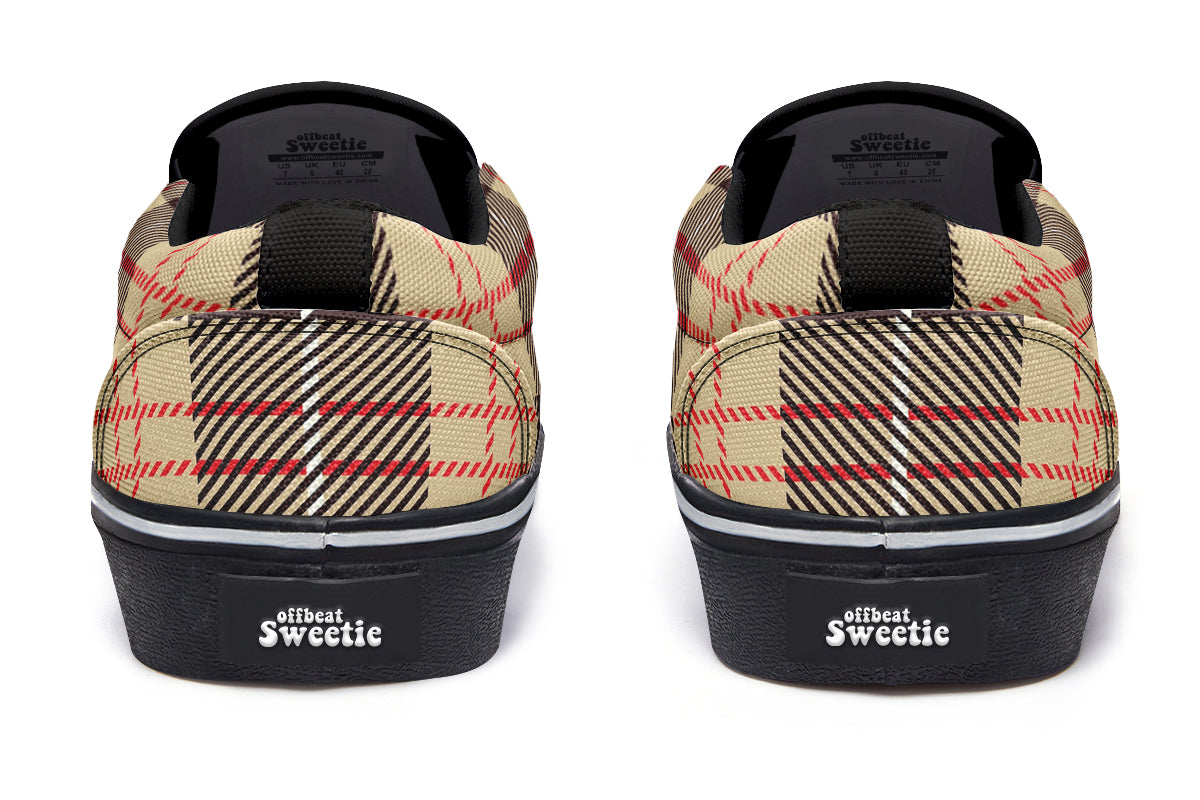 Choco Mocha Plaid Slip Ons