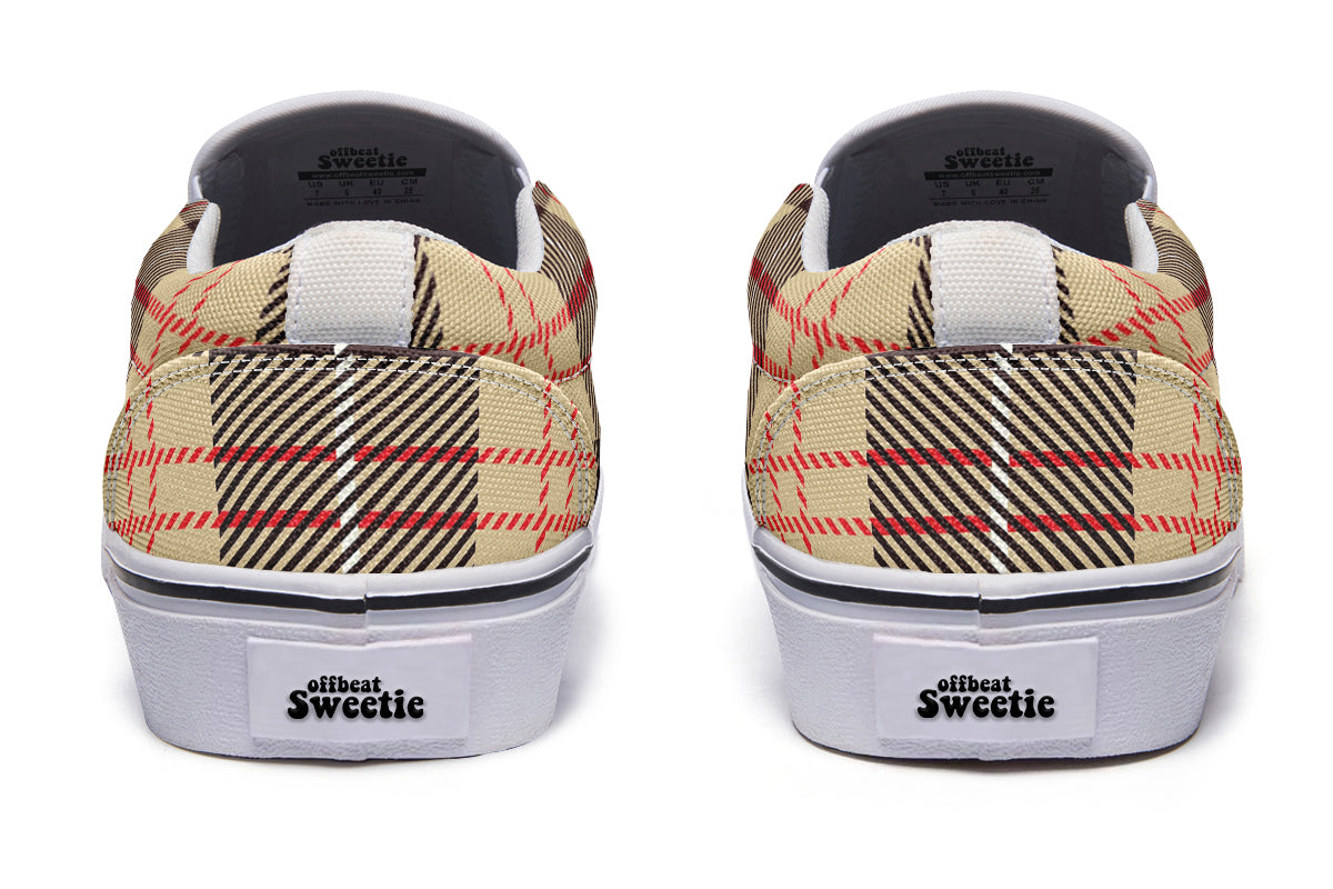 Choco Mocha Plaid Slip Ons