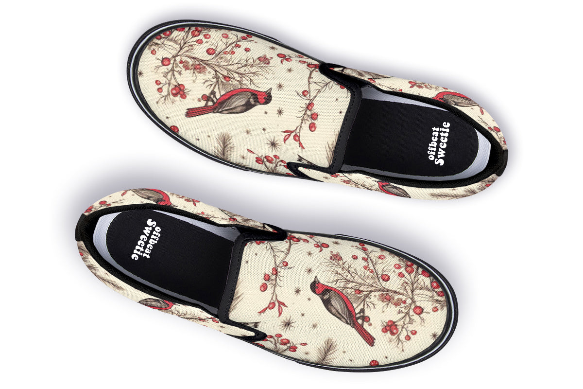 Christmas Birds Slip Ons - Offbeat Sweetie