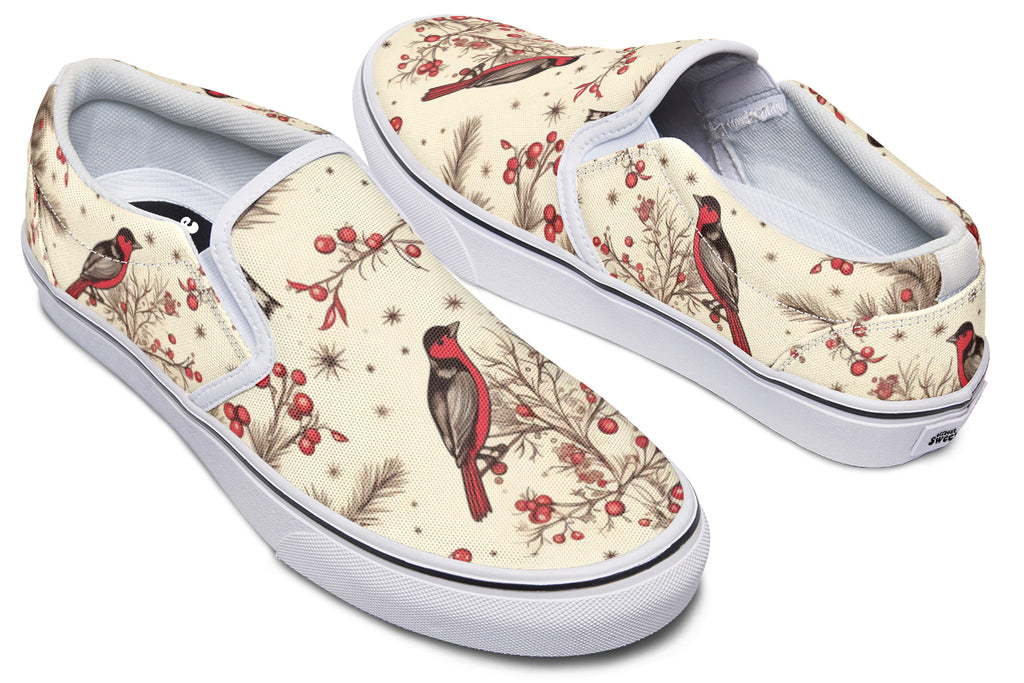Christmas Birds Slip Ons - Offbeat Sweetie
