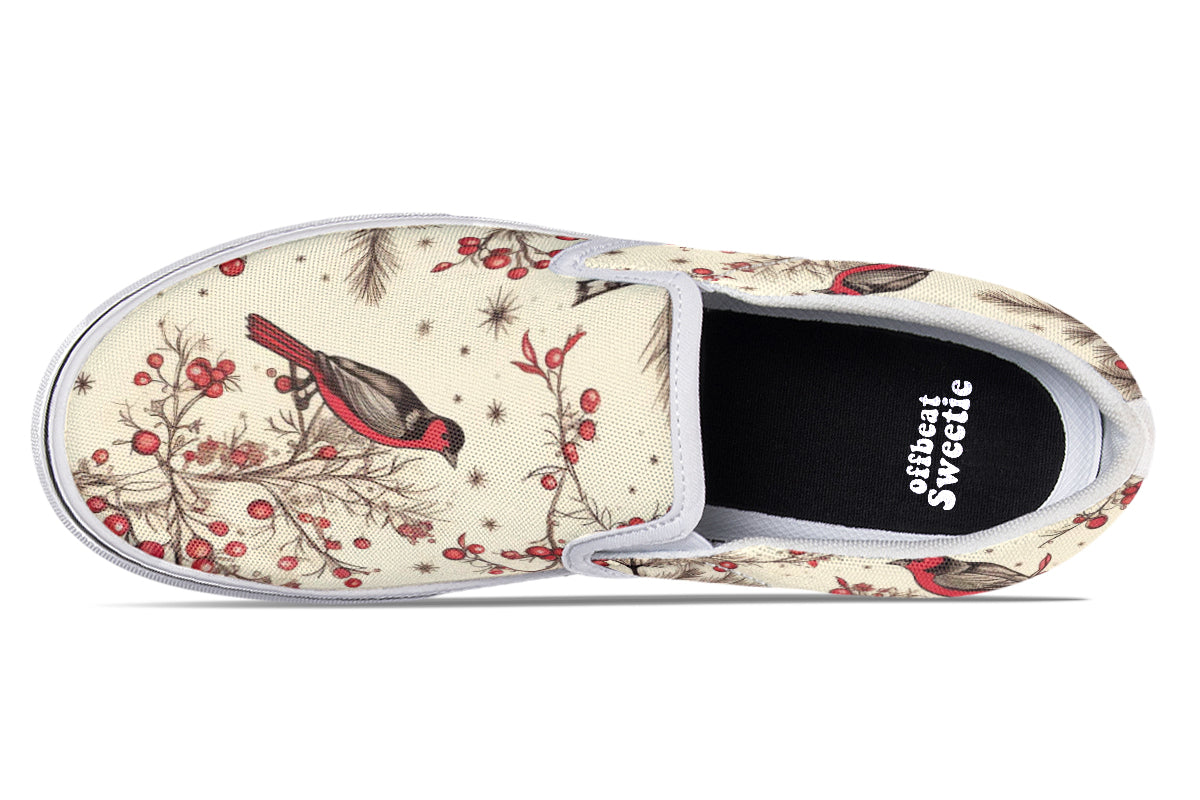 Christmas Birds Slip Ons - Offbeat Sweetie