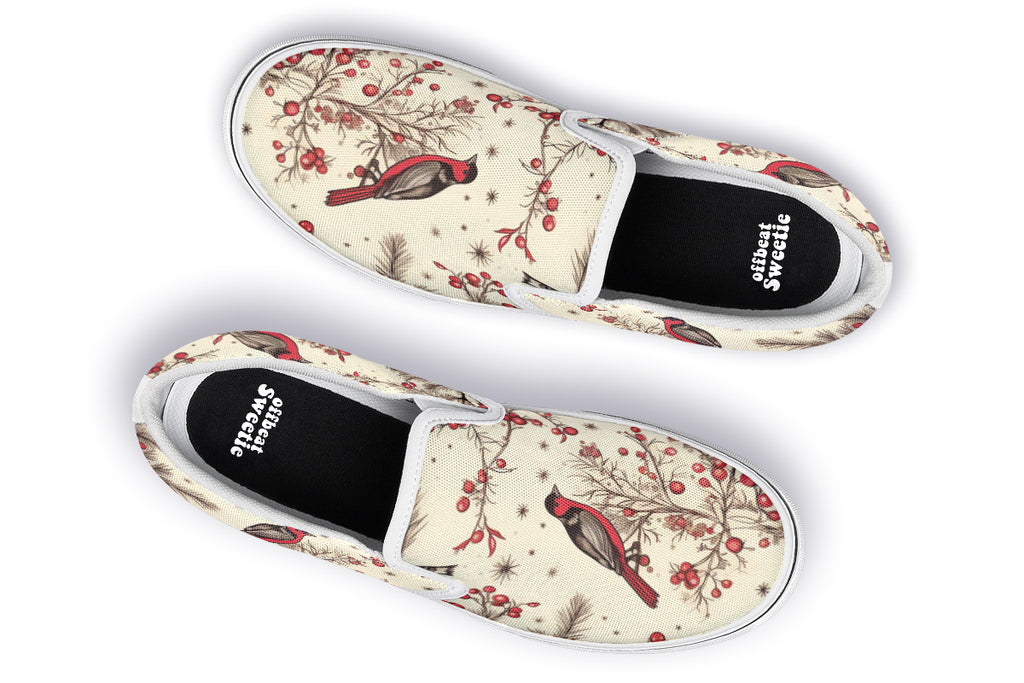 Christmas Birds Slip Ons - Offbeat Sweetie