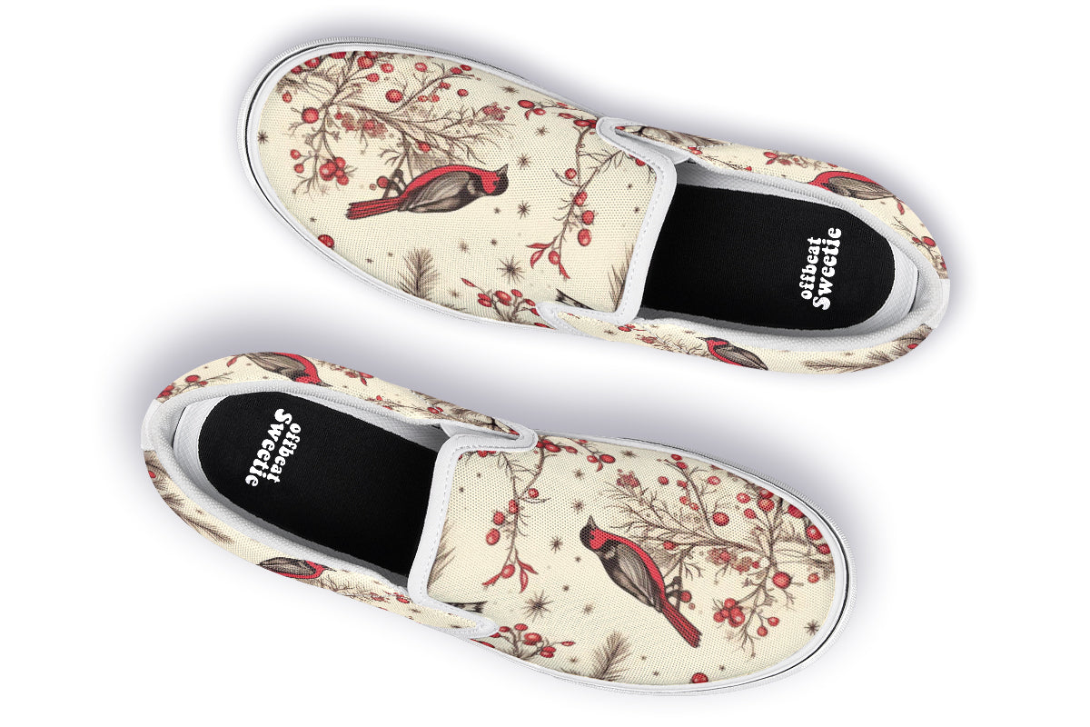 Christmas Birds Slip Ons - Offbeat Sweetie