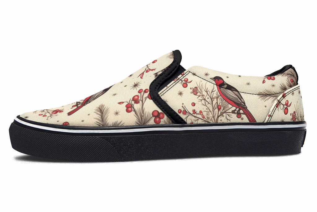 Christmas Birds Slip Ons - Offbeat Sweetie