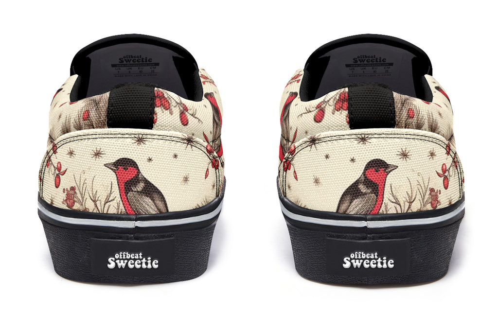 Christmas Birds Slip Ons - Offbeat Sweetie