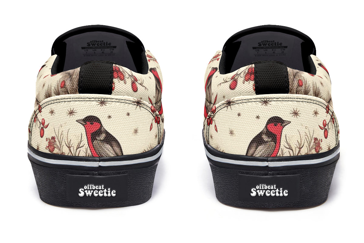 Christmas Birds Slip Ons - Offbeat Sweetie