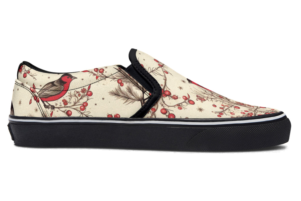 Christmas Birds Slip Ons - Offbeat Sweetie