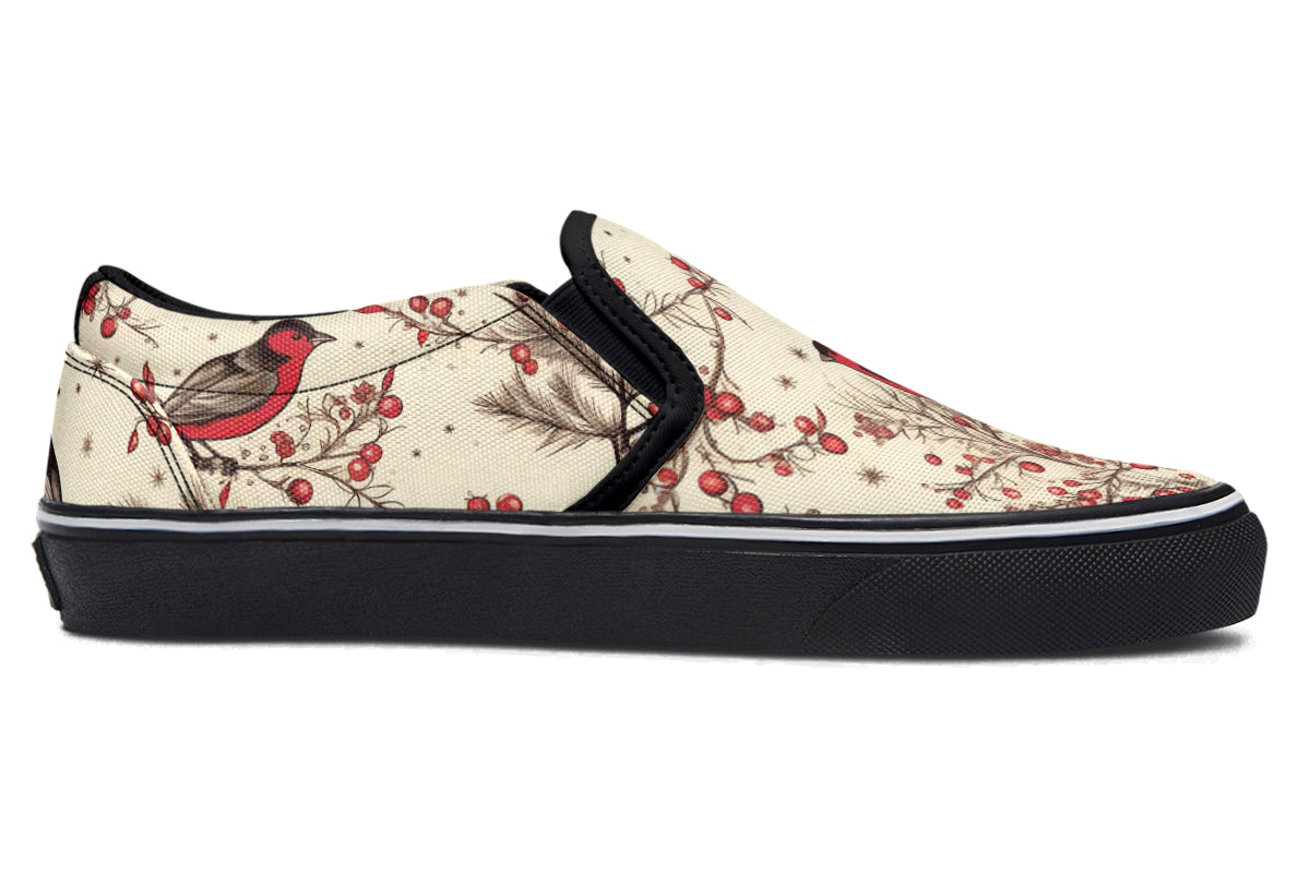 Christmas Birds Slip Ons - Offbeat Sweetie