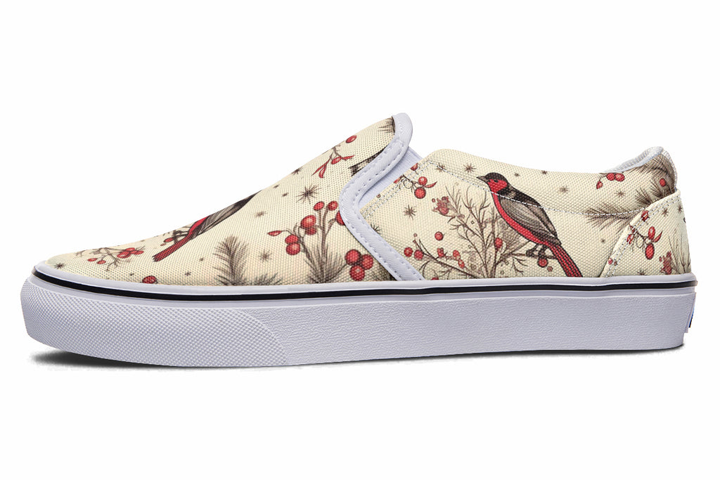 Christmas Birds Slip Ons - Offbeat Sweetie