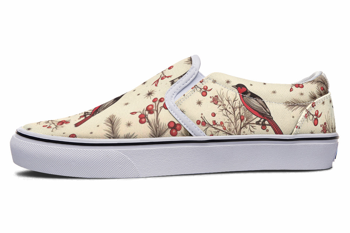 Christmas Birds Slip Ons - Offbeat Sweetie