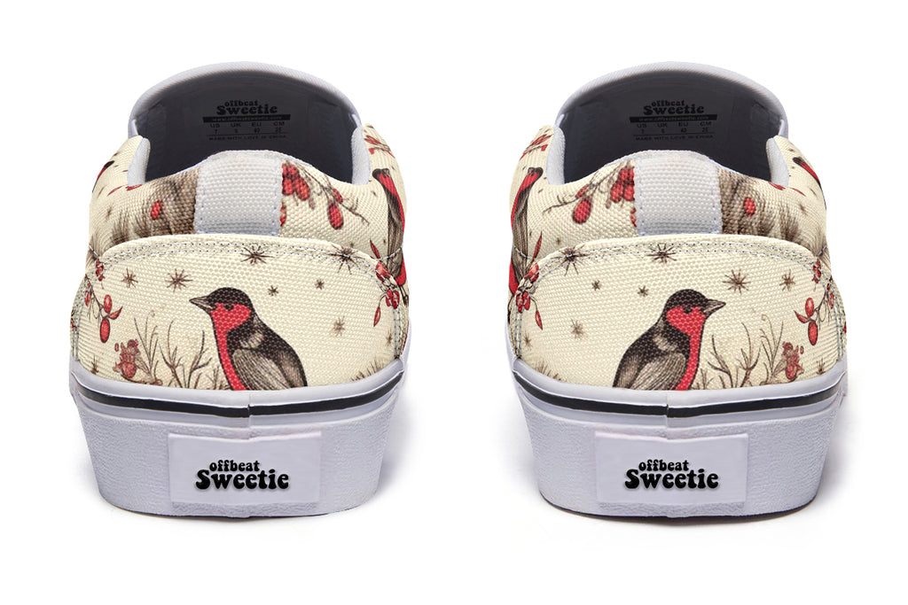 Christmas Birds Slip Ons - Offbeat Sweetie