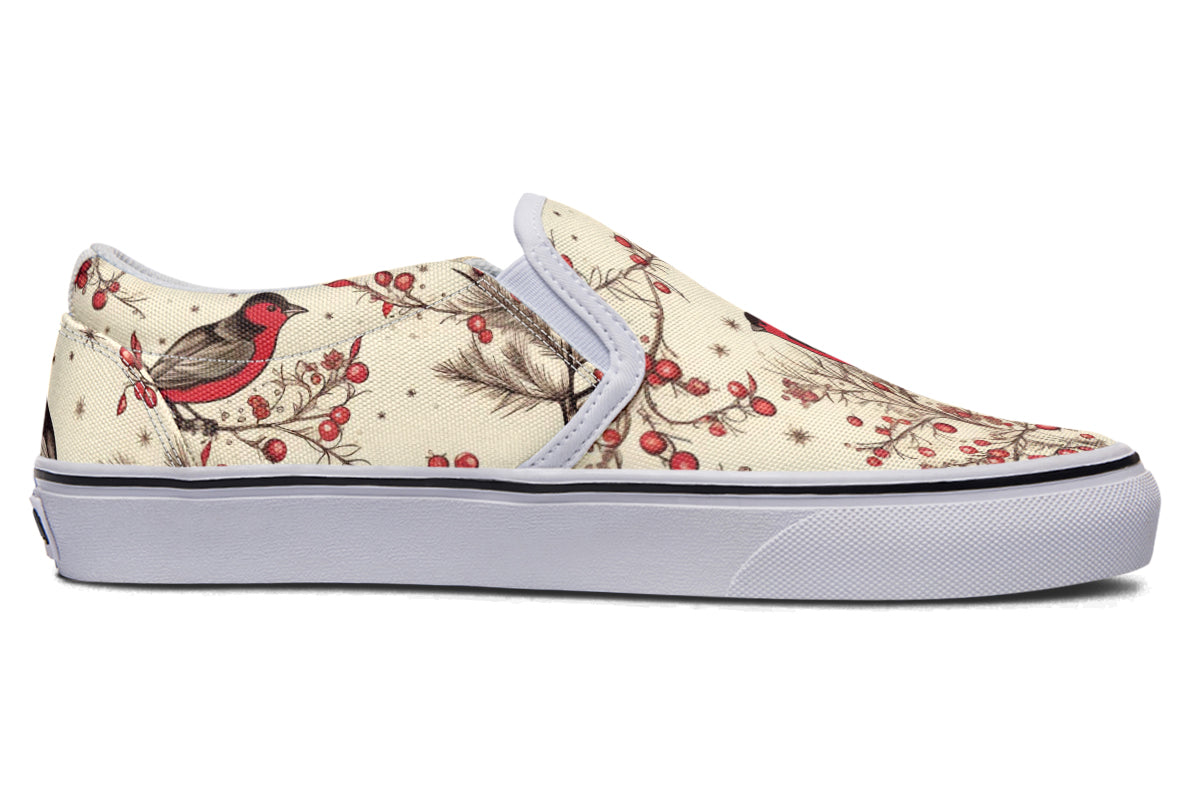 Christmas Birds Slip Ons - Offbeat Sweetie