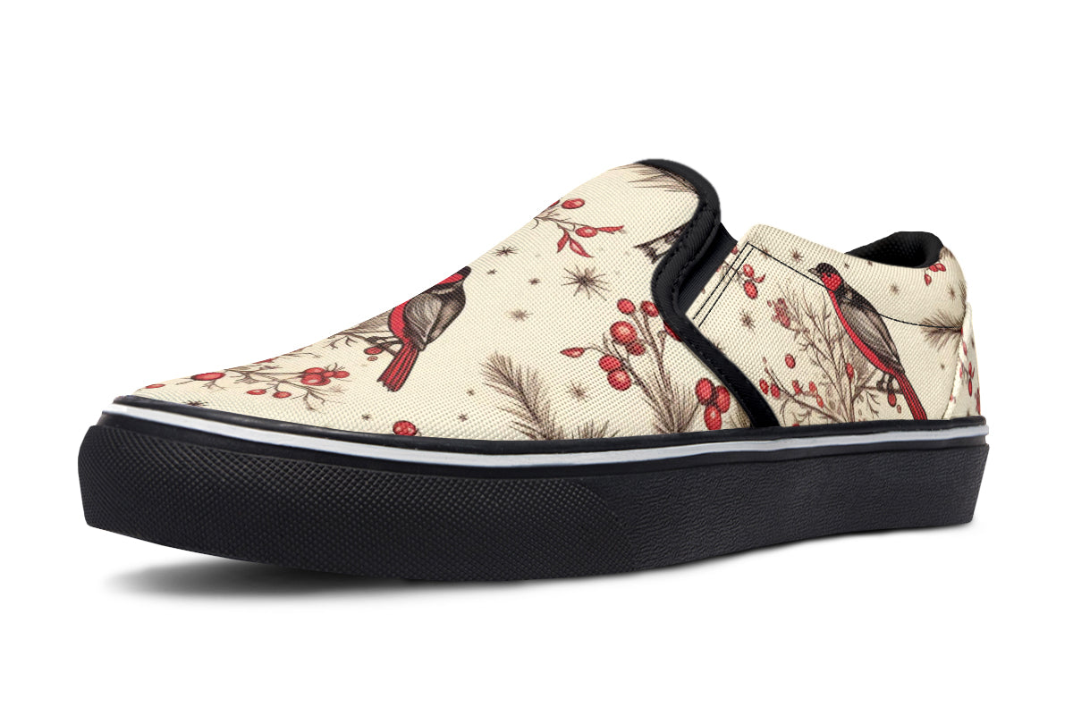 Christmas Birds Slip Ons - Offbeat Sweetie