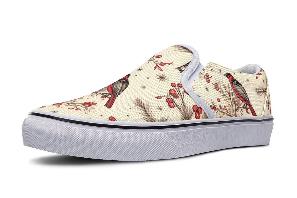 Christmas Birds Slip Ons - Offbeat Sweetie