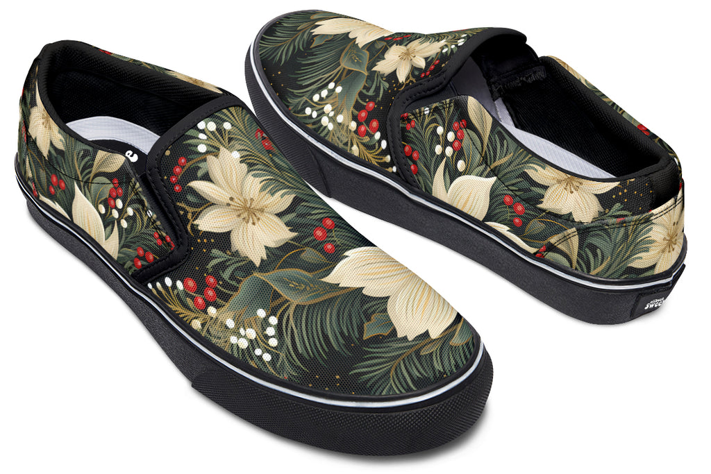 Christmas Flora Slip Ons - Offbeat Sweetie