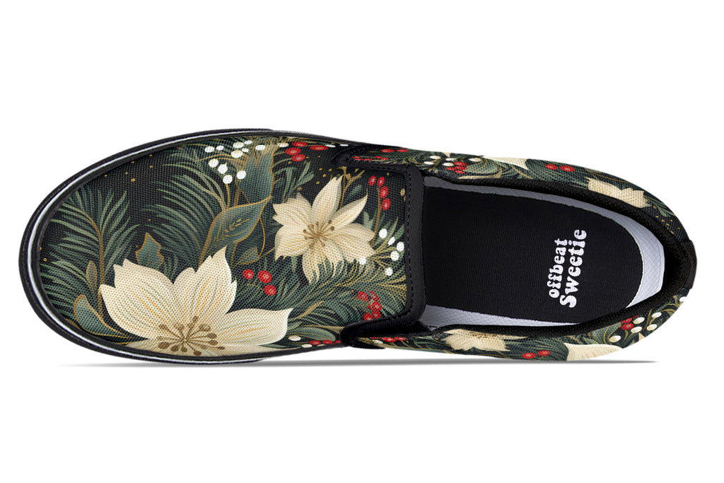 Christmas Flora Slip Ons - Offbeat Sweetie