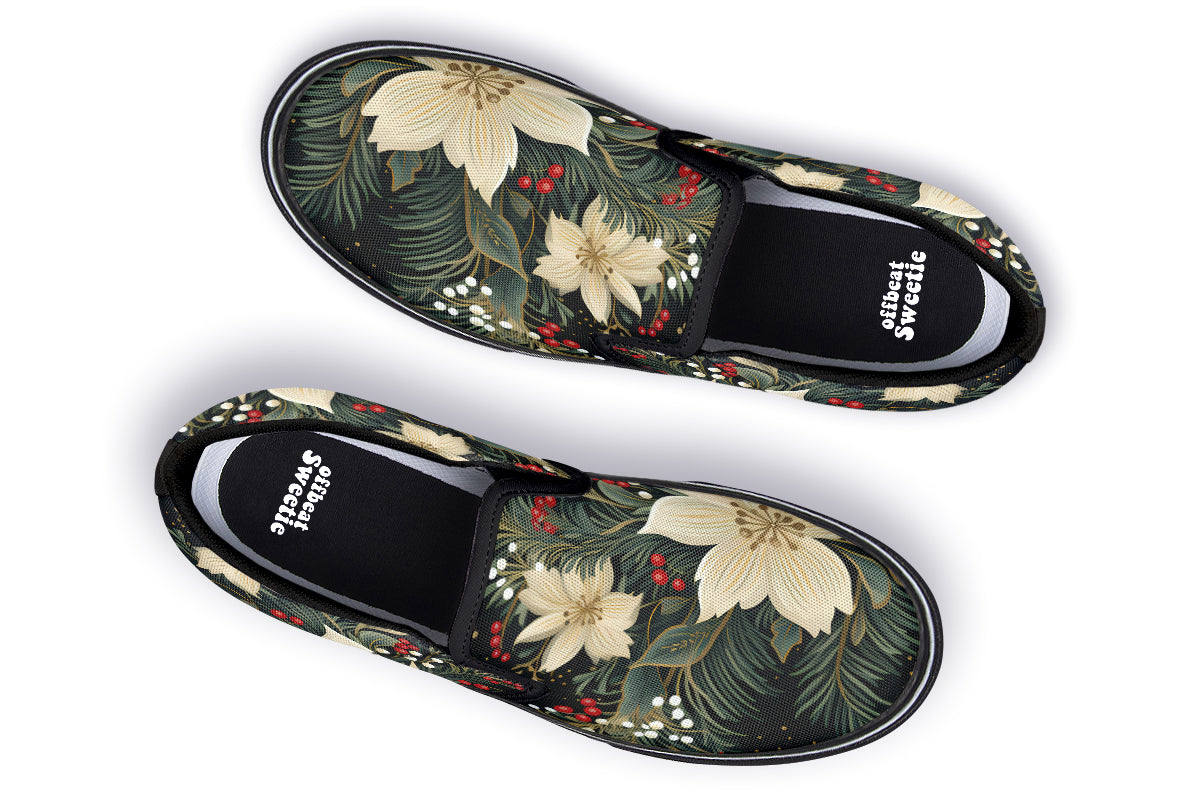 Christmas Flora Slip Ons - Offbeat Sweetie