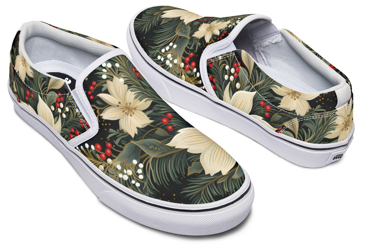 Christmas Flora Slip Ons - Offbeat Sweetie