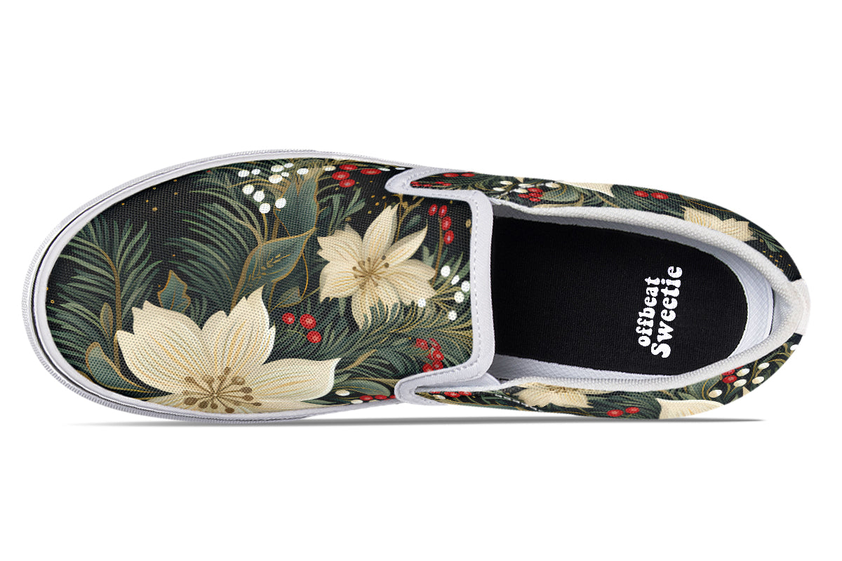 Christmas Flora Slip Ons - Offbeat Sweetie
