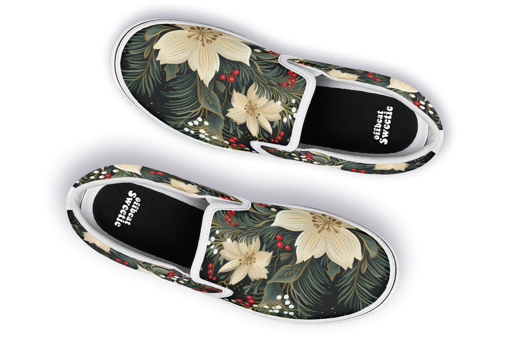 Christmas Flora Slip Ons - Offbeat Sweetie