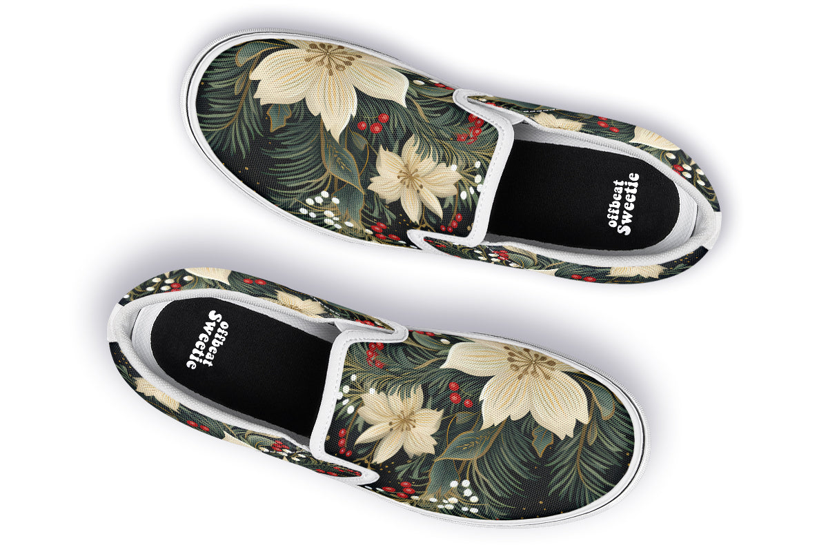 Christmas Flora Slip Ons - Offbeat Sweetie