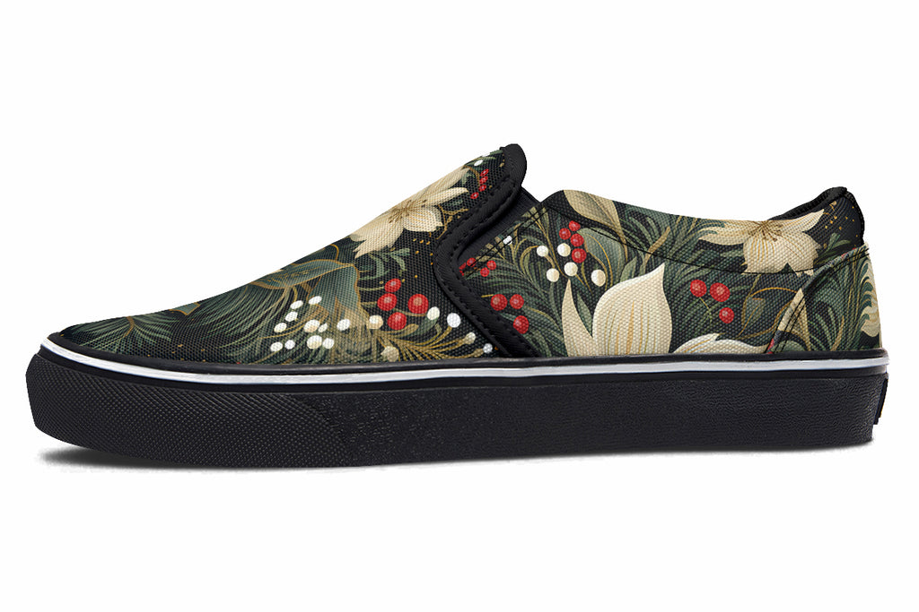 Christmas Flora Slip Ons - Offbeat Sweetie