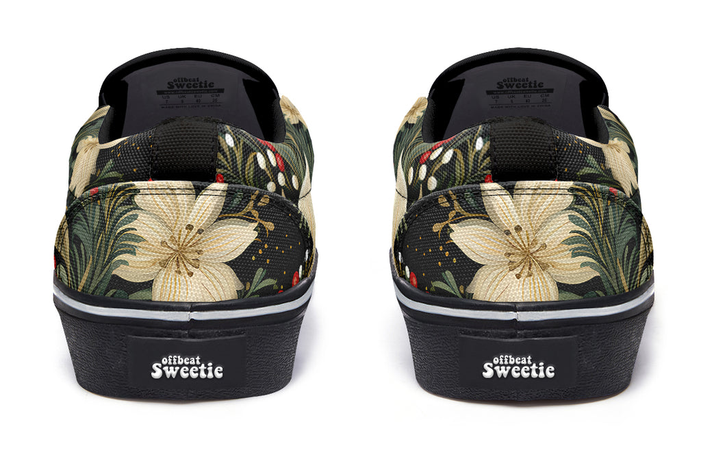 Christmas Flora Slip Ons - Offbeat Sweetie