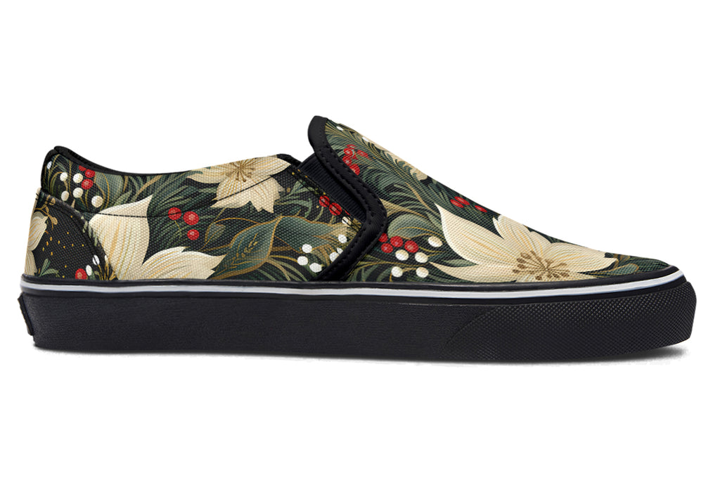 Christmas Flora Slip Ons - Offbeat Sweetie