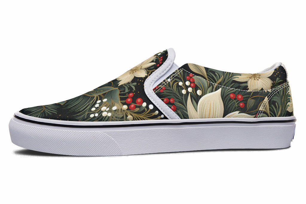Christmas Flora Slip Ons - Offbeat Sweetie