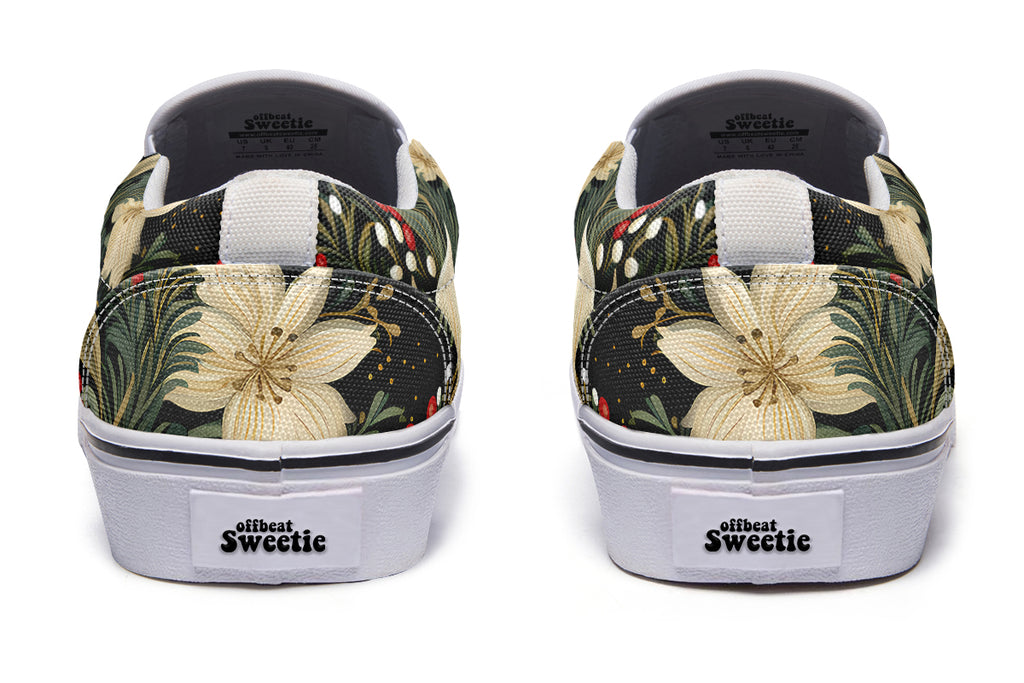 Christmas Flora Slip Ons - Offbeat Sweetie