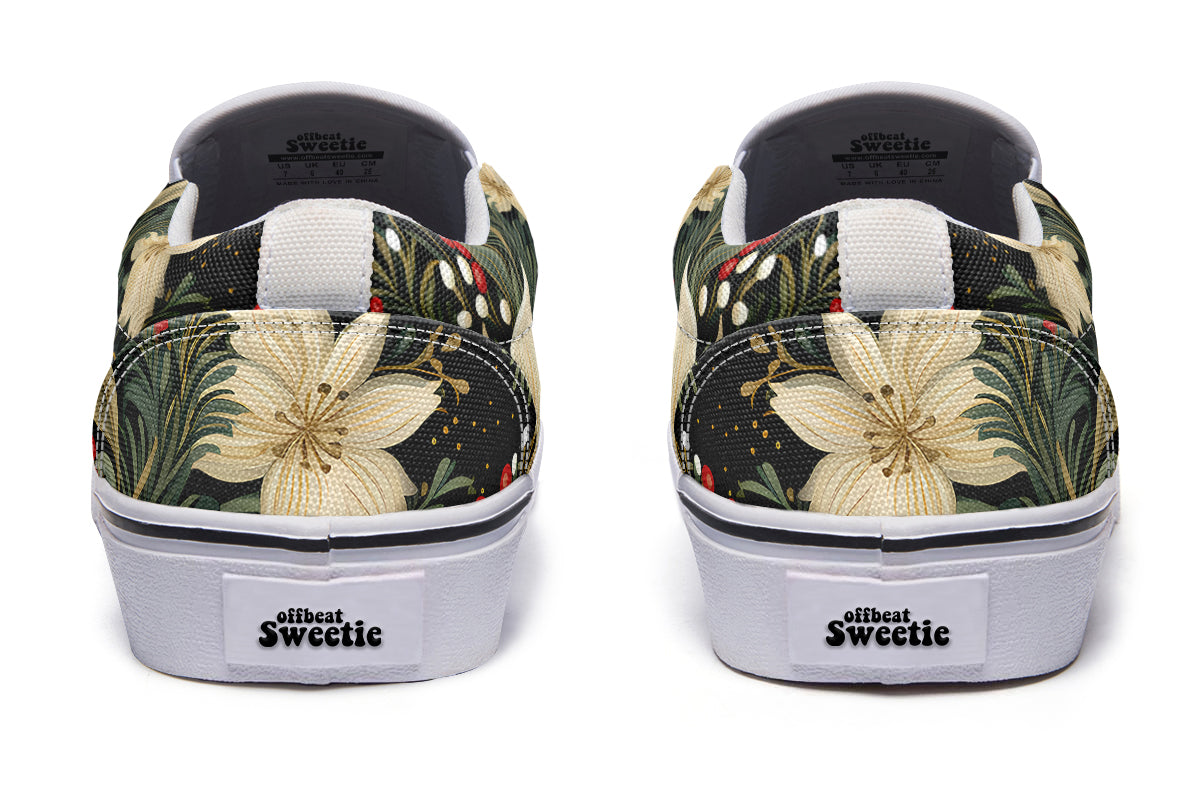 Christmas Flora Slip Ons - Offbeat Sweetie